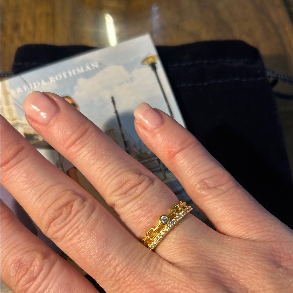 Freida Rothman gold Ring Set size 6